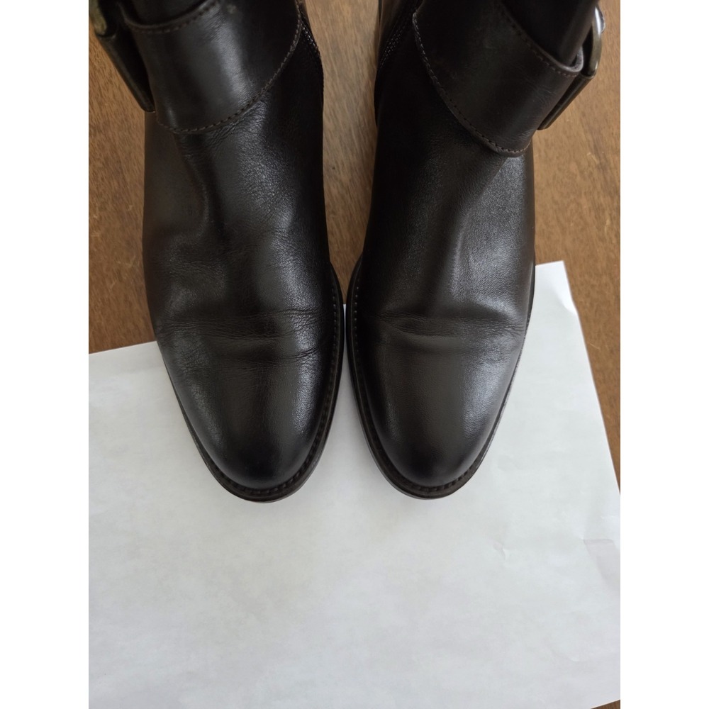 Leather Tall Riding Boots Womens 7.5 Classic Old Money Colin Stuart Italy Dk Brn - Picture 9 of 13